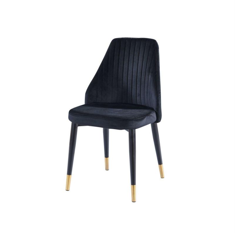 Wholesale Velvet Fabric Dining Chair with Four Black+Golen Legs