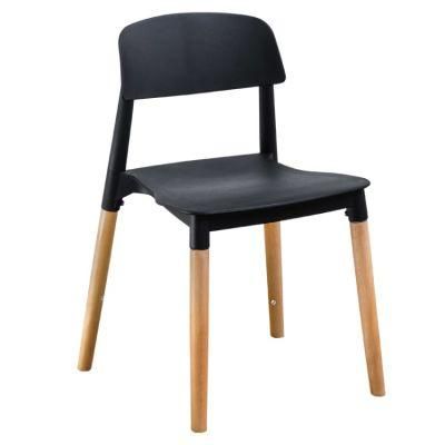 Popular Customized Nordic Rustic Stacking Plastic Seat Solid Beech Wood Dining Chair