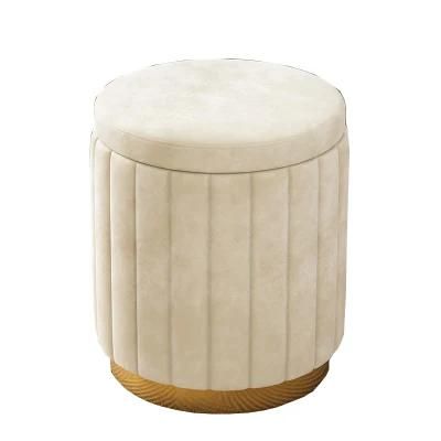 Gold Stainless Steel Base Round Velvet Ottoman Stool New Design Footstool for Home Bedroom Outdoor Furniture