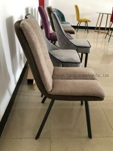 Manufacturer Cheap Price Fabric Dining Chairs with Black Coated Metal Legs
