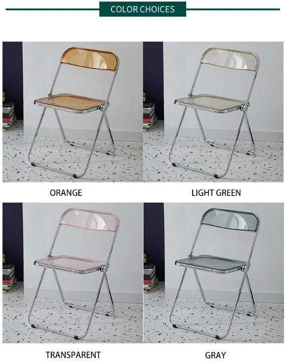 Colorful PC Clear Transparent Plastic Wedding Folding Dining Chair