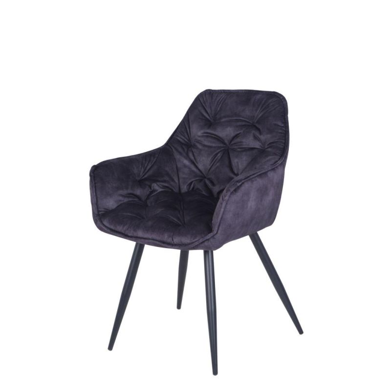 Hot Sale Factory Supply Velvet Fabric Arm Chair with Black Powder Coating Legs