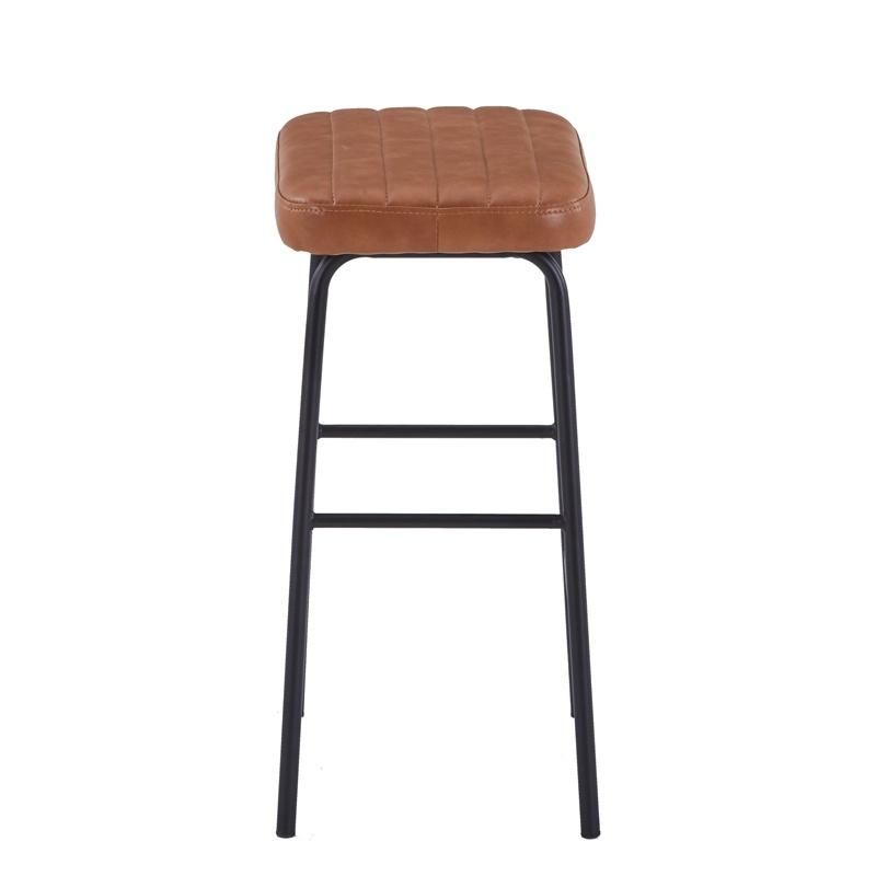 Minimalist PU Leather Swivel Adjustable Cafe Furniture High Middle Back Bar Stool Chair