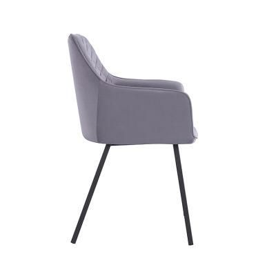 New Style Velvet Dining Chair/Modern Indoor Metal Dining Chair with Painted Legs
