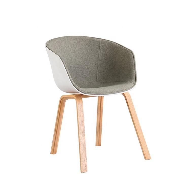 Famous Plastic Half Soft Upholstery Seat Modern PP Wood Dining Chair