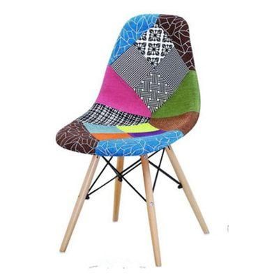 Nordic Cheap Modern Furniture Wooden Legs Restaurant Dining Chairs Patchwork Fabric Dining Room Chairs for Sale