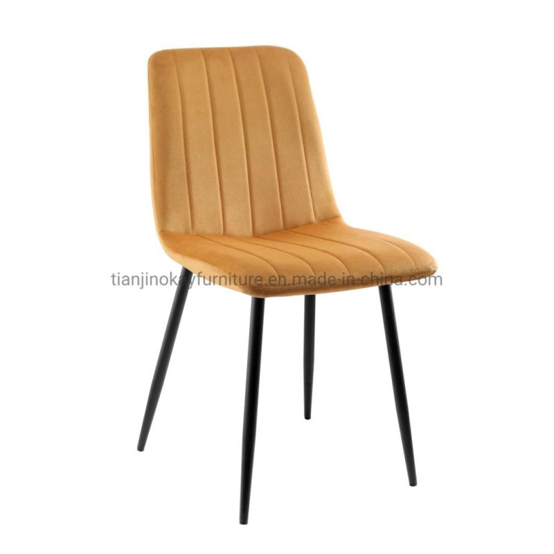 The Hot Selling Long Fur Velvet Hot Sale Fabric Black Painting Leg Leisure Dining Chair