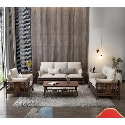 Nordic Solid Wood Ash Wood Sofa Living Room Combination New Chinese Style Modern Guest Light Luxury Furniture Fabric Sofa 0028