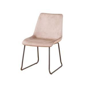 Simple Design Curved Wool Black Painted Legs Dining Room Chair