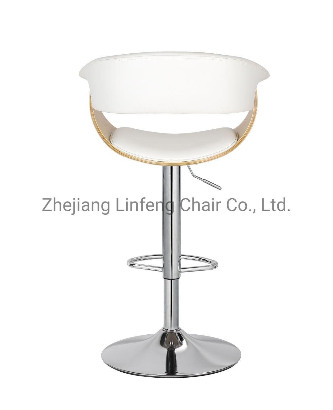 Modern Bar High Chair Super Low Back Shaped Wooden Seat Bar Stool