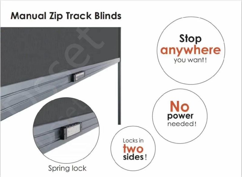 Exterior Motorized Zipscreen Windproof Shades Zip Track Screen Fabric Roller Blinds