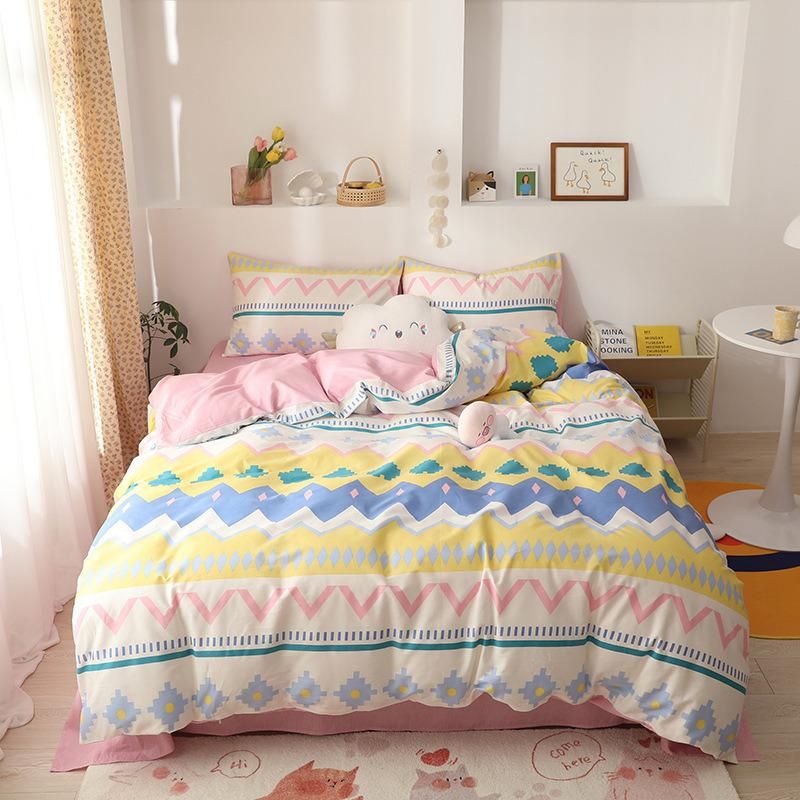 Home Textile Fabric Four Piece Bed Linen Bedspread Coverlets Quilt Hotel Bedding Set Cotton Bed Duvet Covers Pillowcase Bedsheet