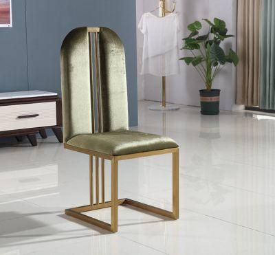 Light Luxury Design Fabric Modern Grey Velvet Chair with Gold Frame