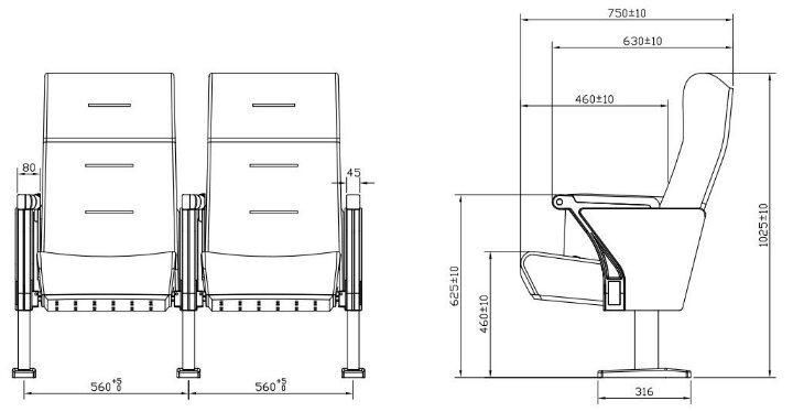 Stadium Conference Public Theater Chair Auditorium Chair for Office Furniture Church Seating