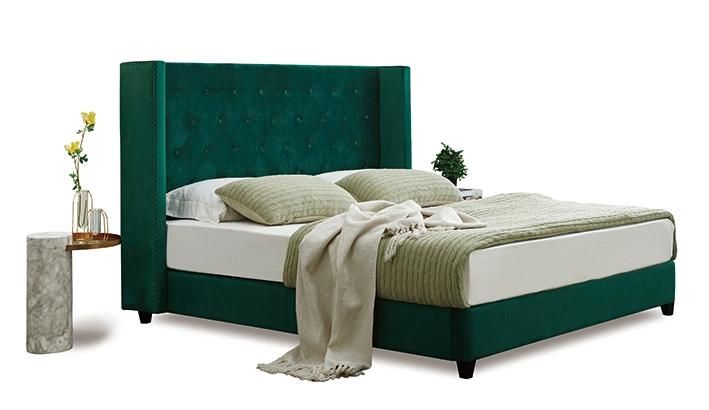 Premium Home Bedroom Furniture King Size Bed Frame Italian Fancy Velvet Upholstered Bed Set Luxury Modern Double Beds