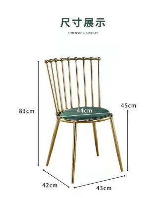 Variety of Colors Home Furniture Fashion Design Chairs High Back Customized Flannel Fabric Stainless Steel Dining Chair