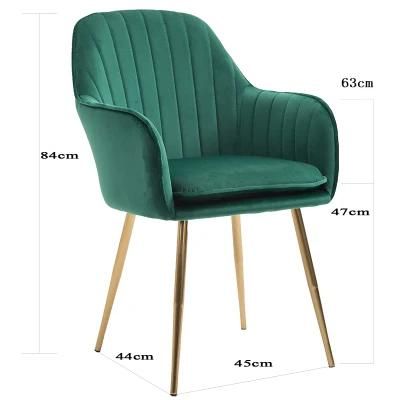 Factory Directly Luxury Design Fabric Velvet Dining Chairs with Golden Legs