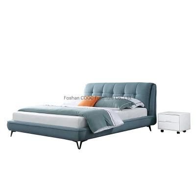 Modern Bedroom Furniture Blue High Quality Fabric King Bed