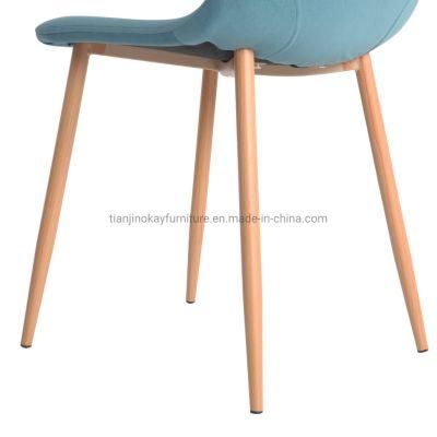 Wholesale Economic Cheap Small Spoon or Shell Velvet Dining Chair with Wood Transfered Legs
