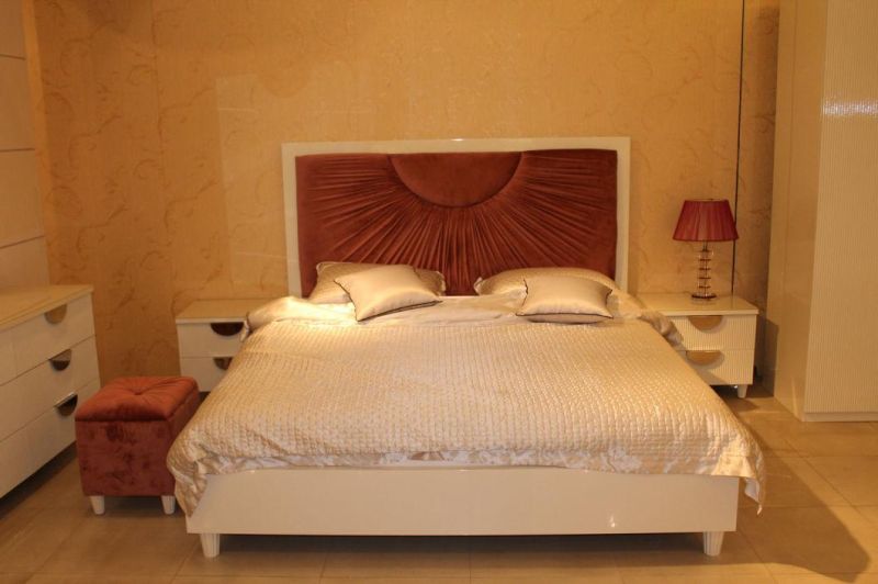 Luxury Design Fabric King Bed Bedroom Suites (HS-034)