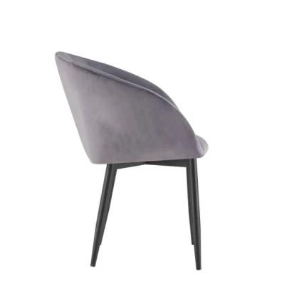 Upholstered Back European Style Furniture Coffee Steel Leg Velvet Luxury Indoor Goose Down Luxury Modern Chairs Dining