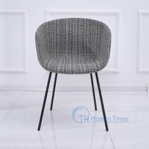 Modern Design PP Backrest Fabric Cushion Cup Seat Black Lacquer Legs Outdoor Dining Chair