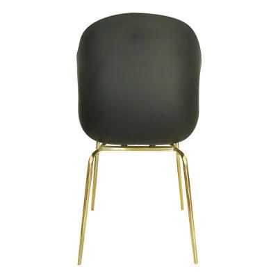 Factory Direct Home Furniture Fabric Gold Metal Dining Chairs with Iron Tube Legs