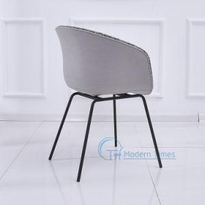 Outdoor Furniture Modern Design High Quality PP Backrest Fabric Cushion Cup Seat Black Lacquered Legs Outdoor Dining Chair