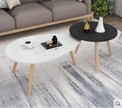 Minimalist Living Room Furniture Wooden Leg MDF Top Scandivian Nordic Coffee Nest Table