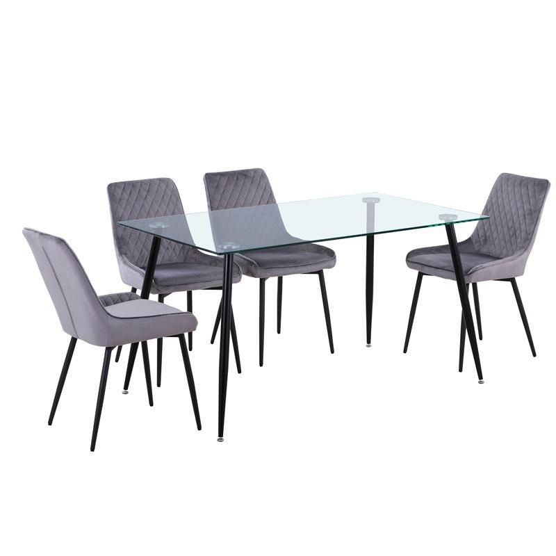 Luxury Italian Furniture Rectangular Table Modern Dining Room Sets for 4 High Back Fabric Color Optional Chairs