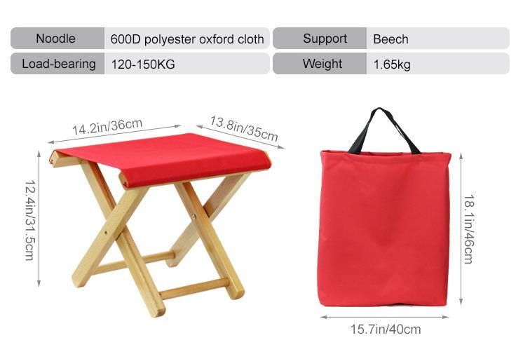 New Red Travel Picnic Folding Wooden Stools Chair