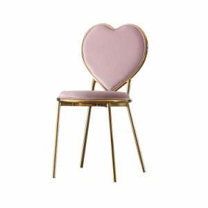 Heart-Shaped Velvet Back with Golden Leg Dining Chair