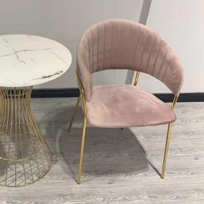 Best Seller Low Price Modern Design Metal Legs Velvet Upholstered Dining Chairs for Dining Room on Sale