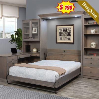 American Style Modern Home Hotel Bedroom Furniture Wooden Storage Bedroom Set Sofa Bed King Wall Bed (UL-22NR8058)