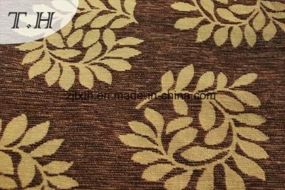 2016 Hot Sell Chenille Jacquard Sofa Fabric with Leaves Pattern