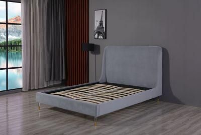 Huayang Modern Hotel Bed Base Upholstered in Fabric Headboard Fabric Bed