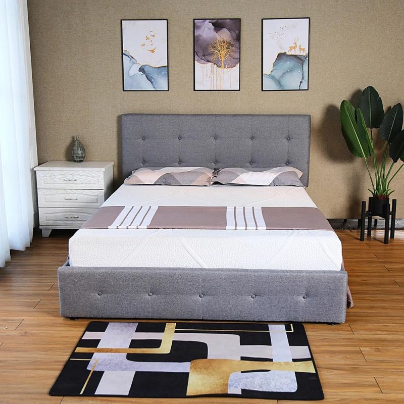 New Design Folding Fabric Beds with Trundle Bed Frame with Additional Bed Below Queen Size