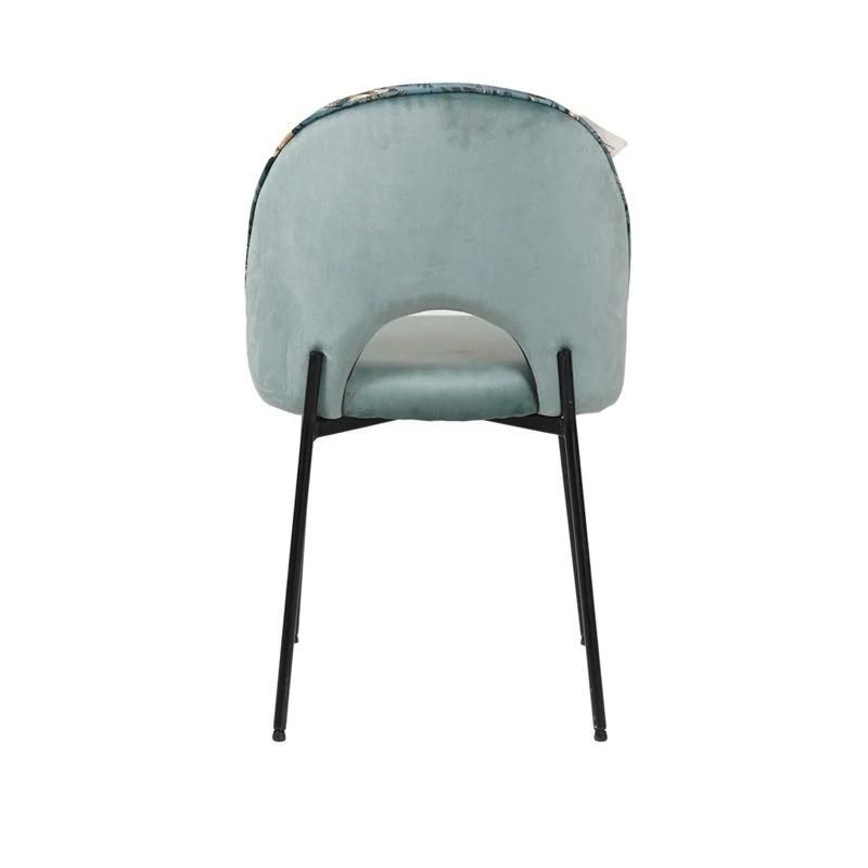 Ergonomic Design Flower Blue Modern Oval Back Elastic Stretch Dining Chair