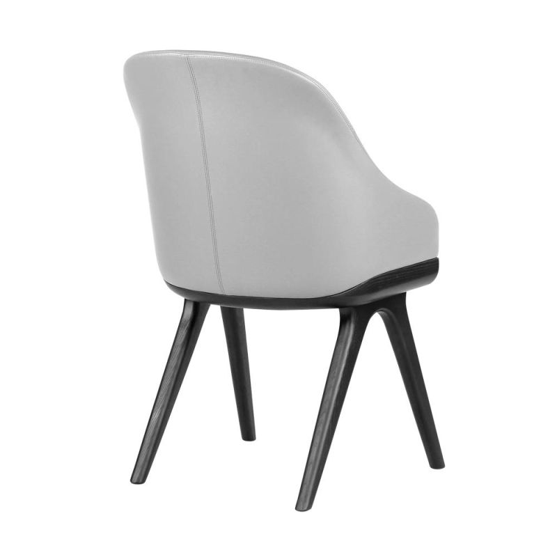 Black Wooden Legs with Grey Fabric Seat Dining Chair for Modern Coffee Shop Use