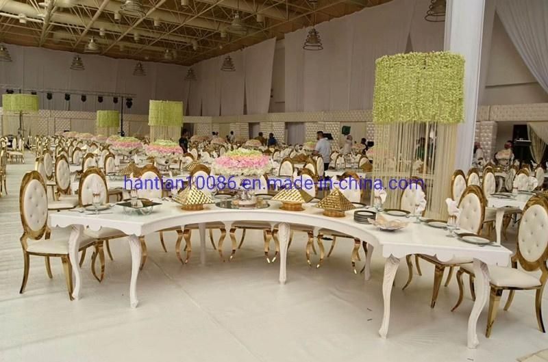 Hotel Living Room Glass Top Gold Dining Stainless Steel Ten Persons Table Chair