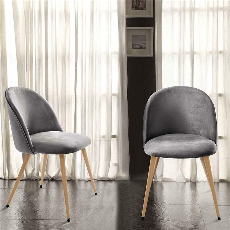 Wholesale Modern Luxury Fashion Colorful Classic Soft Velvet Fabric Upholstery Cafe Dining Chair with Iron Leg