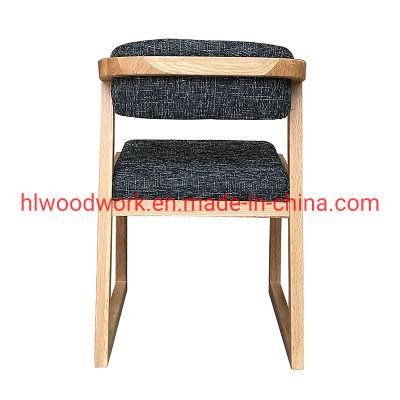 Dining Chair H Style Oak Wood Frame Grey Fabric Cushion Home furniture Modern Furniture