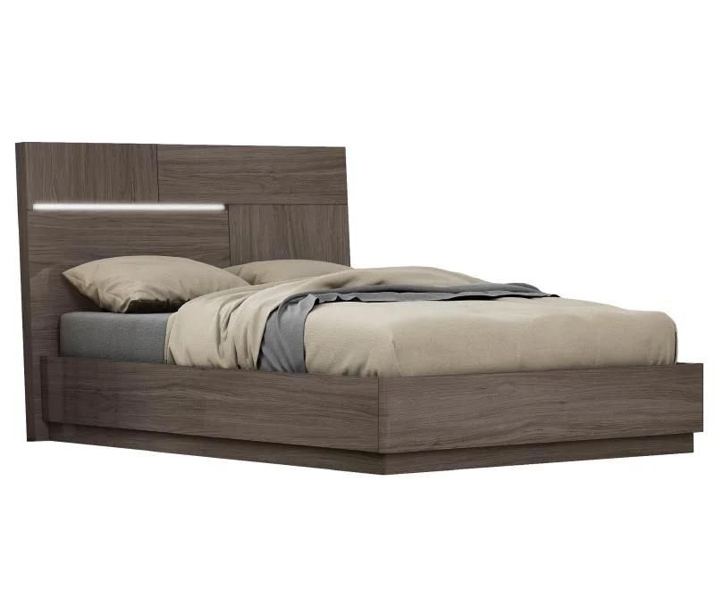 Nova Chestnut Grey Lift-up Storage Sleeper Bed with LED Strip