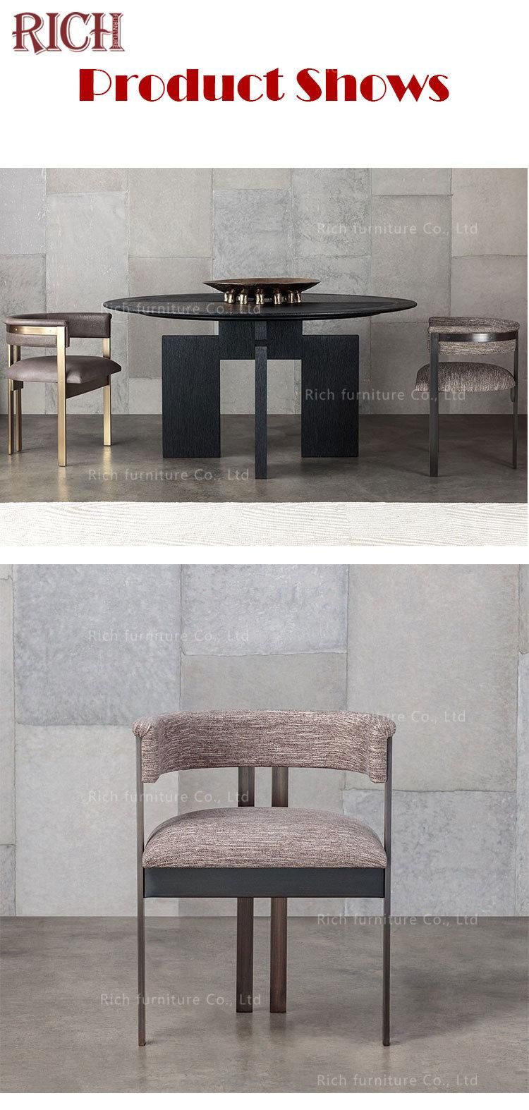 Kitchen Restaurant Arm Chair Dining Room Furniture Modern Barrel Back Fabric Dining Chairs