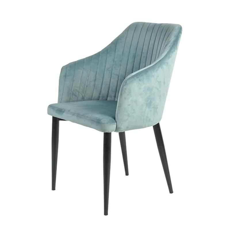 Modern Hotel Luxury Dining Room Furniture Gray Velvet Fabric Armrest Dining Chair