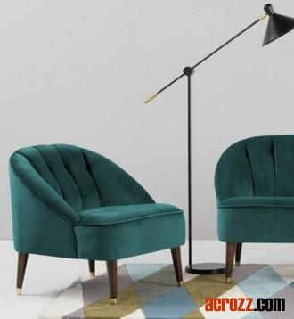 Classic Wood Accent Antique Banquet Velvet Linen Chaise Lounge Chair