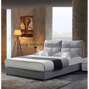 Nordic Fabric Cover Solid Wood Bed Wooden Frame Linen Bed