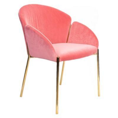 Factory Modern High Quality Custom Metal Leg Fabric Velvet Dining Room Chair