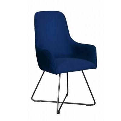 Italian Minimalist Modern Iron Frame Designer Fabric Dining Chair for Hotel Cafes Dining Chair