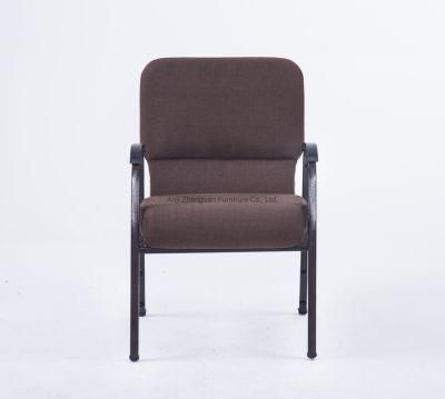 Professional Manufacturer of Espresso Fabric Metal Church Worship Auditorium Chair With Arm (ZG13-009A)